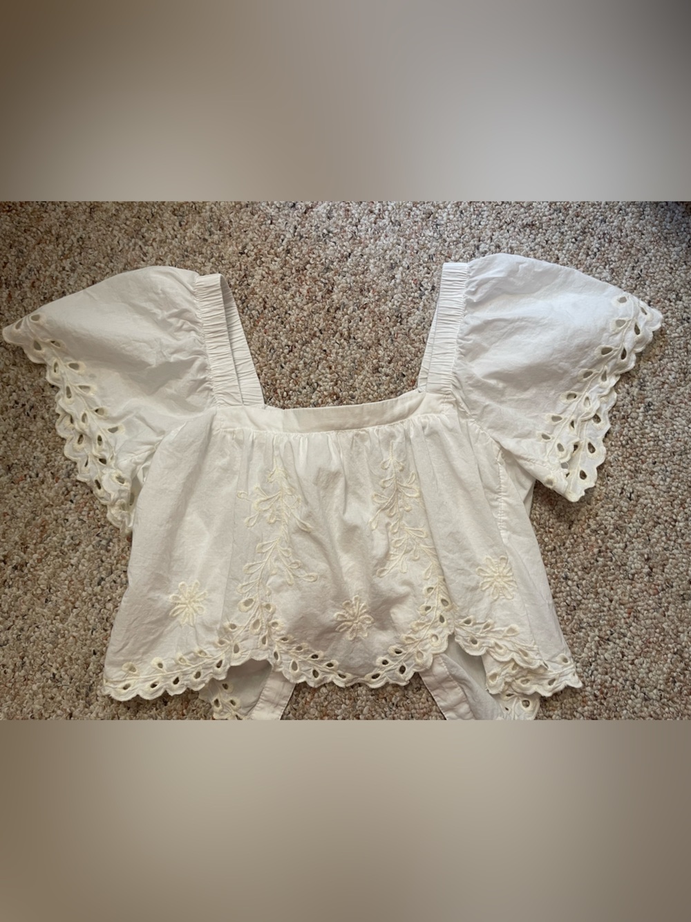 American Eagle Outfitters White Eyelet Embroidered Square-Neck Top